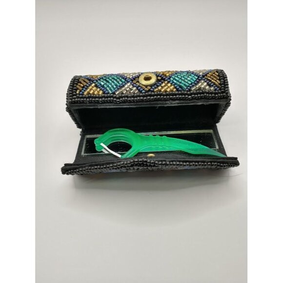 Handcrafted Beaded Lipstick Case With Lipstick Colorful Geometric Design Uniqu - Picture 6 of 7